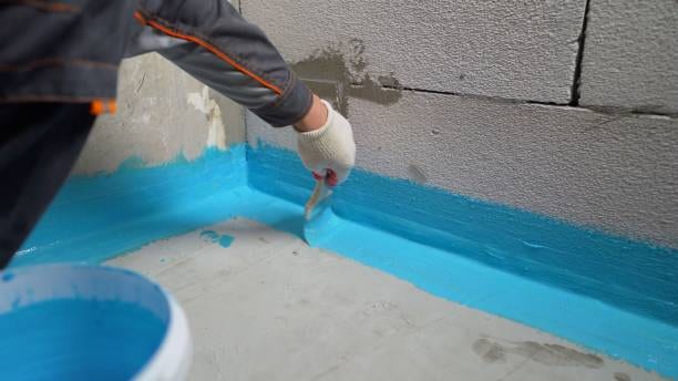 Waterproofing membrane being applied with brush